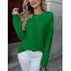 image:imageZeagoo Fall Sweaters for Women 2026 Long Sleeve Crewneck Ribbed Knit Pullover Sweater Loose Fit Basic Jumper TopsA Green