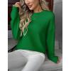image:imageZeagoo Fall Sweaters for Women 2026 Long Sleeve Crewneck Ribbed Knit Pullover Sweater Loose Fit Basic Jumper TopsA Green