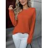 image:imageZeagoo Fall Sweaters for Women 2026 Long Sleeve Crewneck Ribbed Knit Pullover Sweater Loose Fit Basic Jumper TopsA Orange