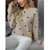 image:imageZeagoo Fall Sweaters for Women 2026 Long Sleeve Crewneck Ribbed Knit Pullover Sweater Loose Fit Basic Jumper TopsA Polka Dotkhaki
