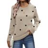 image:imageZeagoo Fall Sweaters for Women 2026 Long Sleeve Crewneck Ribbed Knit Pullover Sweater Loose Fit Basic Jumper TopsA Polka Dotkhaki