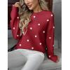 image:imageZeagoo Fall Sweaters for Women 2026 Long Sleeve Crewneck Ribbed Knit Pullover Sweater Loose Fit Basic Jumper TopsA Polka Dotred