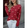 image:imageZeagoo Fall Sweaters for Women 2026 Long Sleeve Crewneck Ribbed Knit Pullover Sweater Loose Fit Basic Jumper TopsA Polka Dotred