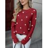 image:imageZeagoo Fall Sweaters for Women 2026 Long Sleeve Crewneck Ribbed Knit Pullover Sweater Loose Fit Basic Jumper TopsA Polka Dotred