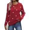 image:imageZeagoo Fall Sweaters for Women 2026 Long Sleeve Crewneck Ribbed Knit Pullover Sweater Loose Fit Basic Jumper TopsA Polka Dotred