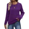 image:imageZeagoo Fall Sweaters for Women 2026 Long Sleeve Crewneck Ribbed Knit Pullover Sweater Loose Fit Basic Jumper TopsA Purple