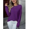 image:imageZeagoo Fall Sweaters for Women 2026 Long Sleeve Crewneck Ribbed Knit Pullover Sweater Loose Fit Basic Jumper TopsA Purple