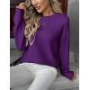 image:imageZeagoo Fall Sweaters for Women 2026 Long Sleeve Crewneck Ribbed Knit Pullover Sweater Loose Fit Basic Jumper TopsA Purple