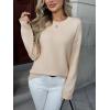 image:imageZeagoo Fall Sweaters for Women 2026 Long Sleeve Crewneck Ribbed Knit Pullover Sweater Loose Fit Basic Jumper TopsA Warm Apricot