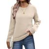 image:imageZeagoo Fall Sweaters for Women 2026 Long Sleeve Crewneck Ribbed Knit Pullover Sweater Loose Fit Basic Jumper TopsA Warm Apricot