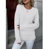 image:imageZeagoo Fall Sweaters for Women 2026 Long Sleeve Crewneck Ribbed Knit Pullover Sweater Loose Fit Basic Jumper TopsA White