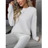 image:imageZeagoo Fall Sweaters for Women 2026 Long Sleeve Crewneck Ribbed Knit Pullover Sweater Loose Fit Basic Jumper TopsA White