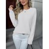 image:imageZeagoo Fall Sweaters for Women 2026 Long Sleeve Crewneck Ribbed Knit Pullover Sweater Loose Fit Basic Jumper TopsA White