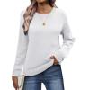 image:imageZeagoo Fall Sweaters for Women 2026 Long Sleeve Crewneck Ribbed Knit Pullover Sweater Loose Fit Basic Jumper TopsA White