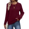 image:imageZeagoo Fall Sweaters for Women 2026 Long Sleeve Crewneck Ribbed Knit Pullover Sweater Loose Fit Basic Jumper TopsA Wine Red
