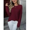 image:imageZeagoo Fall Sweaters for Women 2026 Long Sleeve Crewneck Ribbed Knit Pullover Sweater Loose Fit Basic Jumper TopsA Wine Red