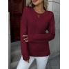 image:imageZeagoo Fall Sweaters for Women 2026 Long Sleeve Crewneck Ribbed Knit Pullover Sweater Loose Fit Basic Jumper TopsA Wine Red