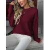 image:imageZeagoo Fall Sweaters for Women 2026 Long Sleeve Crewneck Ribbed Knit Pullover Sweater Loose Fit Basic Jumper TopsA Wine Red