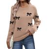 image:imageZeagoo Fall Sweaters for Women 2026 Long Sleeve Crewneck Ribbed Knit Pullover Sweater Loose Fit Basic Jumper TopsAa Bow625