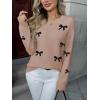 image:imageZeagoo Fall Sweaters for Women 2026 Long Sleeve Crewneck Ribbed Knit Pullover Sweater Loose Fit Basic Jumper TopsAa Bow625