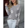image:imageZeagoo Fall Sweaters for Women 2026 Long Sleeve Crewneck Ribbed Knit Pullover Sweater Loose Fit Basic Jumper TopsAa Flower192
