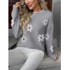 image:imageZeagoo Fall Sweaters for Women 2026 Long Sleeve Crewneck Ribbed Knit Pullover Sweater Loose Fit Basic Jumper TopsAa Flower192