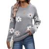 image:imageZeagoo Fall Sweaters for Women 2026 Long Sleeve Crewneck Ribbed Knit Pullover Sweater Loose Fit Basic Jumper TopsAa Flower192