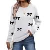 image:imageZeagoo Fall Sweaters for Women 2026 Long Sleeve Crewneck Ribbed Knit Pullover Sweater Loose Fit Basic Jumper TopsBow612
