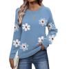 image:imageZeagoo Fall Sweaters for Women 2026 Long Sleeve Crewneck Ribbed Knit Pullover Sweater Loose Fit Basic Jumper TopsFlower193