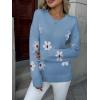 image:imageZeagoo Fall Sweaters for Women 2026 Long Sleeve Crewneck Ribbed Knit Pullover Sweater Loose Fit Basic Jumper TopsFlower193