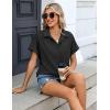 image:imageZeagoo Womens Button Down Shirt Short Sleeve Blouse V Neck Dressy Casual Business Work Tops with Pocket SXXLBlack