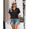 image:imageZeagoo Womens Button Down Shirt Short Sleeve Blouse V Neck Dressy Casual Business Work Tops with Pocket SXXLBlack