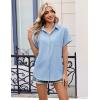 image:imageZeagoo Womens Button Down Shirt Short Sleeve Blouse V Neck Dressy Casual Business Work Tops with Pocket SXXLBlue