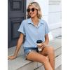 image:imageZeagoo Womens Button Down Shirt Short Sleeve Blouse V Neck Dressy Casual Business Work Tops with Pocket SXXLBlue