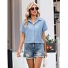 image:imageZeagoo Womens Button Down Shirt Short Sleeve Blouse V Neck Dressy Casual Business Work Tops with Pocket SXXLBlue