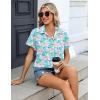 image:imageZeagoo Womens Button Down Shirt Short Sleeve Blouse V Neck Dressy Casual Business Work Tops with Pocket SXXLColorful Coral