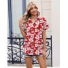 image:imageZeagoo Womens Button Down Shirt Short Sleeve Blouse V Neck Dressy Casual Business Work Tops with Pocket SXXLFloral Red