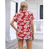 image:imageZeagoo Womens Button Down Shirt Short Sleeve Blouse V Neck Dressy Casual Business Work Tops with Pocket SXXLFloral Red