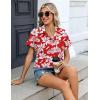 image:imageZeagoo Womens Button Down Shirt Short Sleeve Blouse V Neck Dressy Casual Business Work Tops with Pocket SXXLFloral Red