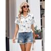image:imageZeagoo Womens Button Down Shirt Short Sleeve Blouse V Neck Dressy Casual Business Work Tops with Pocket SXXLFloral White