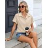 image:imageZeagoo Womens Button Down Shirt Short Sleeve Blouse V Neck Dressy Casual Business Work Tops with Pocket SXXLKhaki