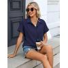image:imageZeagoo Womens Button Down Shirt Short Sleeve Blouse V Neck Dressy Casual Business Work Tops with Pocket SXXLNavy Blue