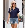 image:imageZeagoo Womens Button Down Shirt Short Sleeve Blouse V Neck Dressy Casual Business Work Tops with Pocket SXXLNavy Blue