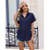 image:imageZeagoo Womens Button Down Shirt Short Sleeve Blouse V Neck Dressy Casual Business Work Tops with Pocket SXXLNavy Blue