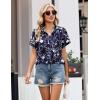 image:imageZeagoo Womens Button Down Shirt Short Sleeve Blouse V Neck Dressy Casual Business Work Tops with Pocket SXXLNavy Floral