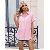 image:imageZeagoo Womens Button Down Shirt Short Sleeve Blouse V Neck Dressy Casual Business Work Tops with Pocket SXXLPink