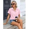 image:imageZeagoo Womens Button Down Shirt Short Sleeve Blouse V Neck Dressy Casual Business Work Tops with Pocket SXXLPink