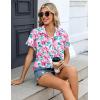 image:imageZeagoo Womens Button Down Shirt Short Sleeve Blouse V Neck Dressy Casual Business Work Tops with Pocket SXXLPink Floral