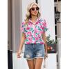 image:imageZeagoo Womens Button Down Shirt Short Sleeve Blouse V Neck Dressy Casual Business Work Tops with Pocket SXXLPink Floral