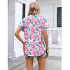 image:imageZeagoo Womens Button Down Shirt Short Sleeve Blouse V Neck Dressy Casual Business Work Tops with Pocket SXXLPink Floral